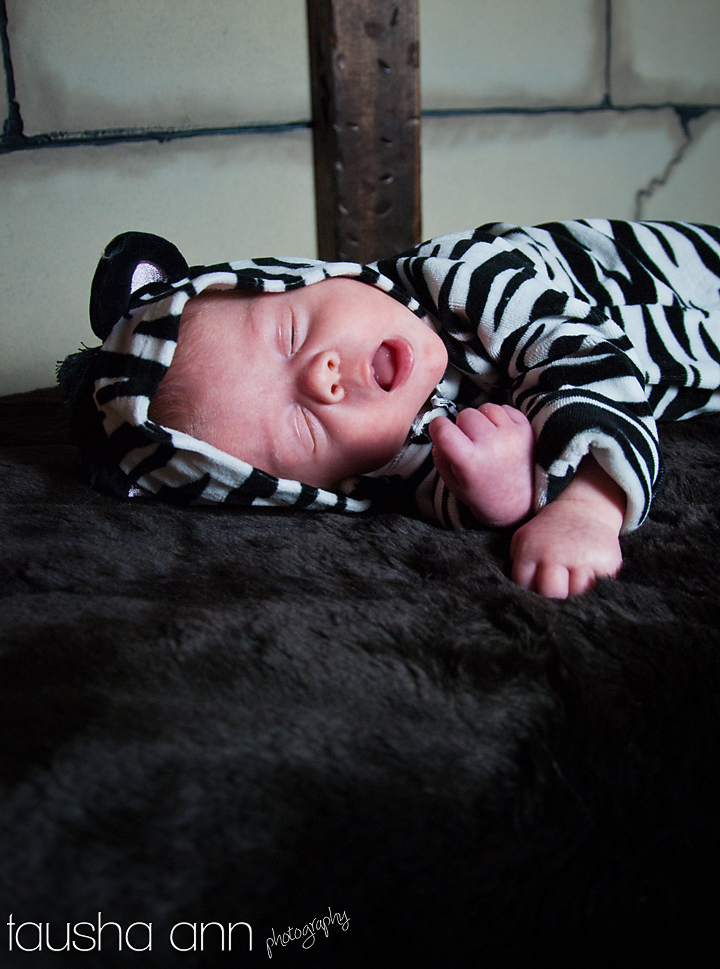 Baby Yawning in zebra costume halloween
