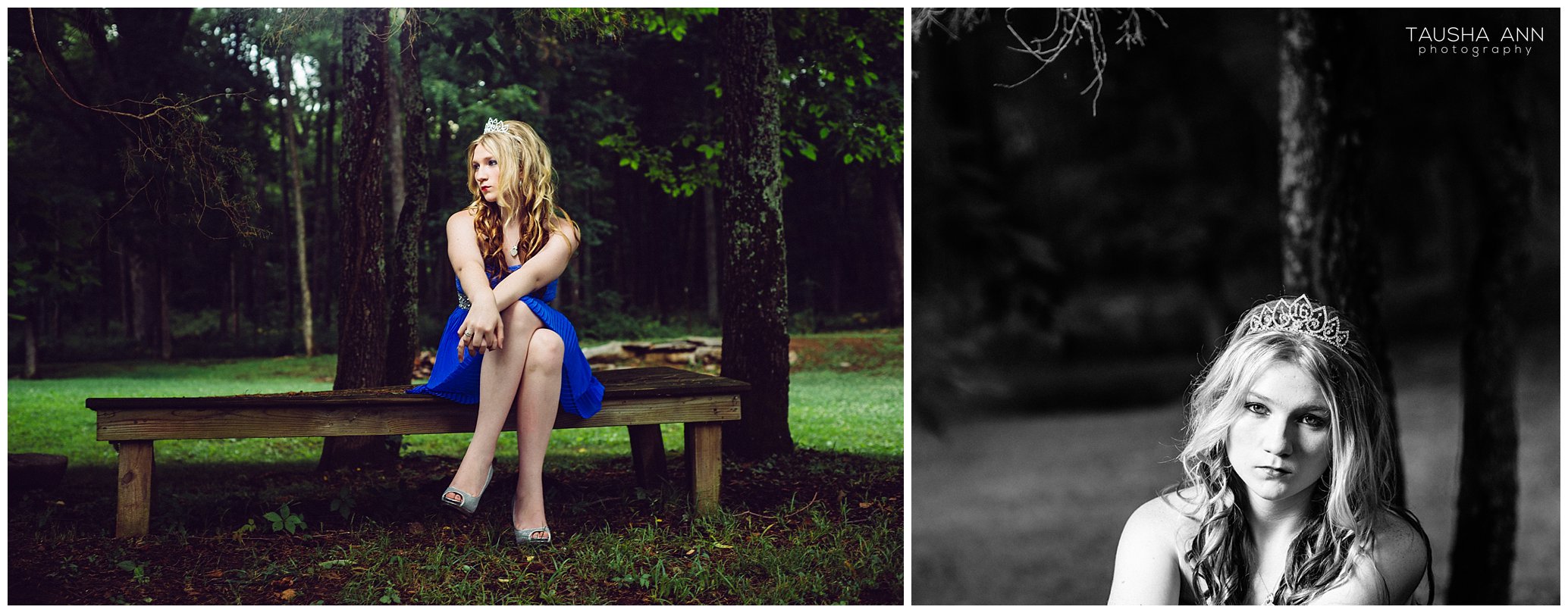 Sammie's_Sweet_16_Duck_Pond_Farm_Mt_Juliet_Tausha_Ann_Photography_Model_Nashville_Franklin_Spinning_Blue_Dress_Tiara_Sitting_On_Bench_Tree_Gorgeous